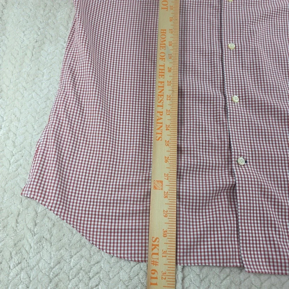 Banana Republic Men Red Gingham Button Down Shirt Non-Iron Slim Fit XL Long Slve